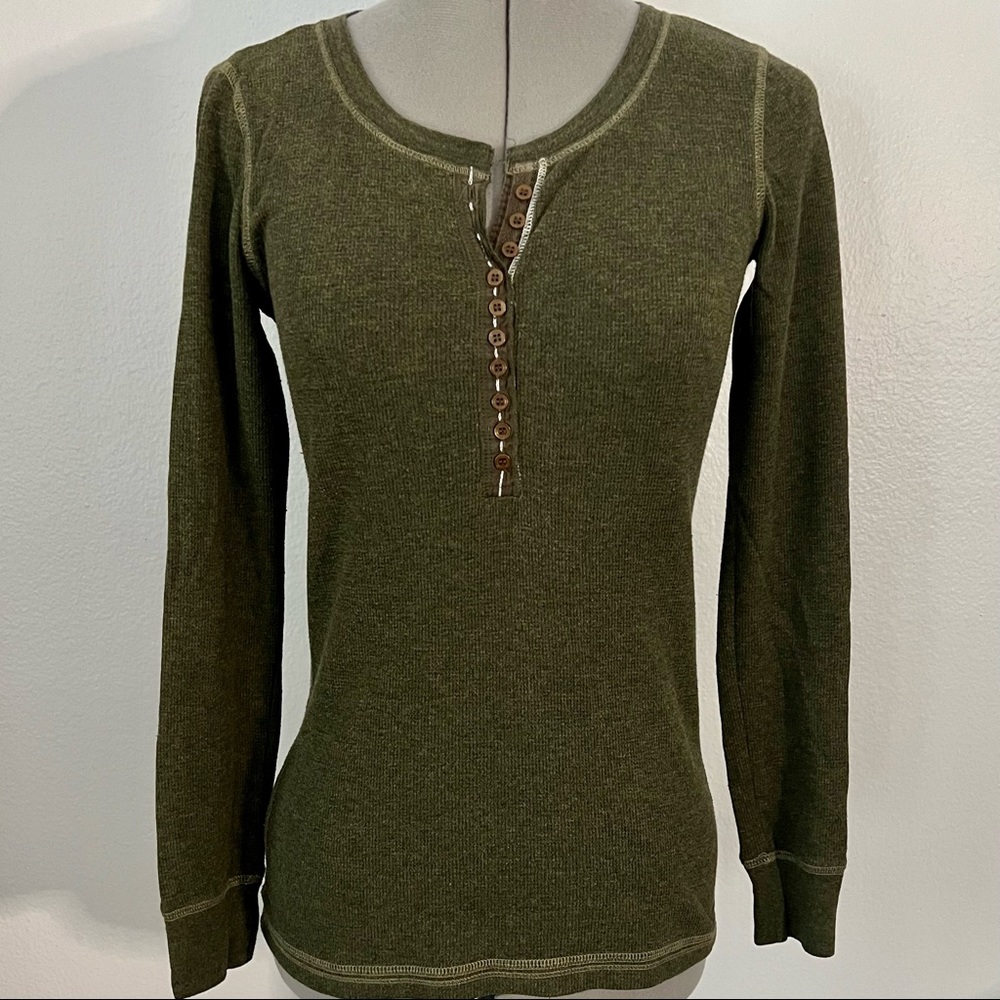 Caslon Olive Green Thermal Henley